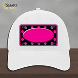 Pink Black Polka Dots Pink Frame And Center Oval Novelty License Plate Hat Unconstructed Cotton / White