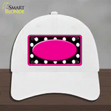 White Black Polka Dots Pink Frame And Center Oval Novelty License Plate Hat Unconstructed Cotton / White