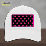 Pink Black Polka Dot Novelty License Plate Hat Unconstructed Cotton / White