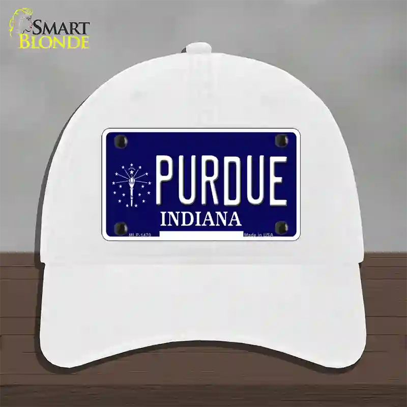 Purdue Indiana Novelty License Plate Hat Unconstructed Cotton / White