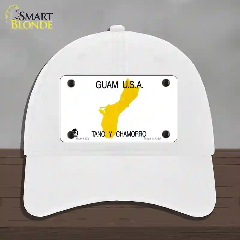 Guam State Novelty License Plate Hat Unconstructed Cotton / White