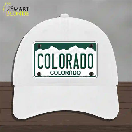 Colorado State Novelty License Plate Hat Unconstructed Cotton / White