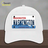 Washington State Novelty License Plate Hat Unconstructed Cotton / White