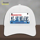 Mt St Helens Washington Novelty License Plate Hat Unconstructed Cotton / White