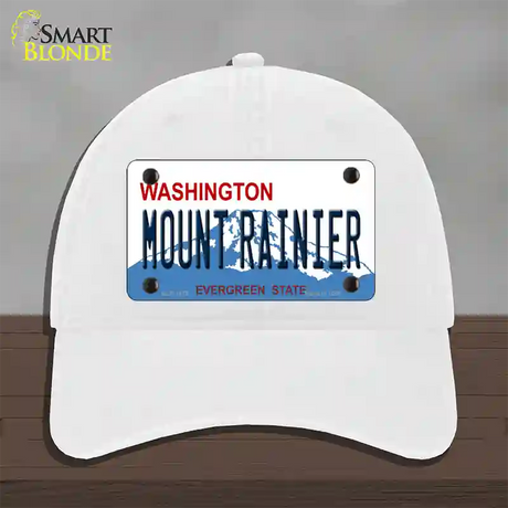 Mount Rainier Washington Novelty License Plate Hat Unconstructed Cotton / White