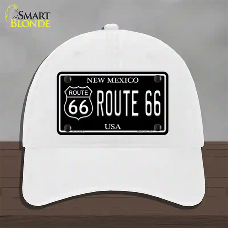 Route 66 New Mexico Black Novelty License Plate Hat Unconstructed Cotton / White