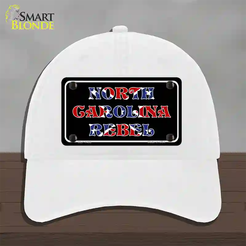 North Carolina Rebel Novelty License Plate Hat Unconstructed Cotton / White