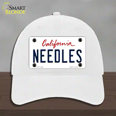 Needles California Novelty License Plate Hat Unconstructed Cotton / White