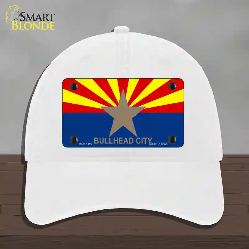 Bullhead City Arizona Flag Novelty License Plate Hat Unconstructed Cotton / White