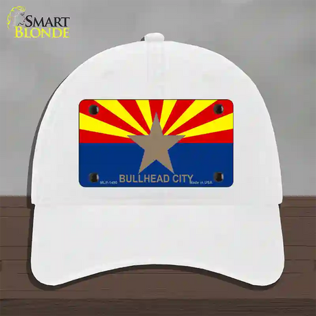 Bullhead City Arizona Flag Novelty License Plate Hat Unconstructed Cotton / White