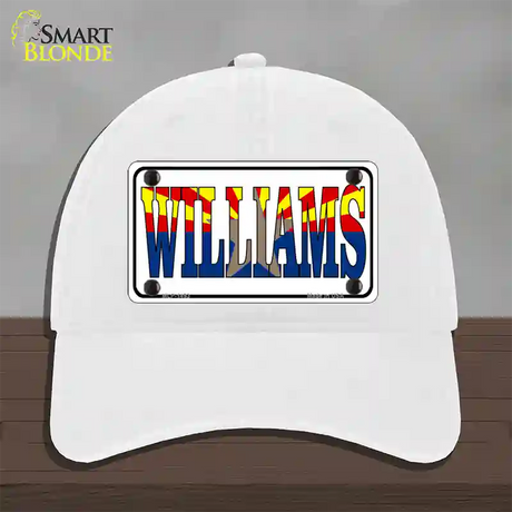 Williams Arizona Flag White Novelty License Plate Hat Unconstructed Cotton / White