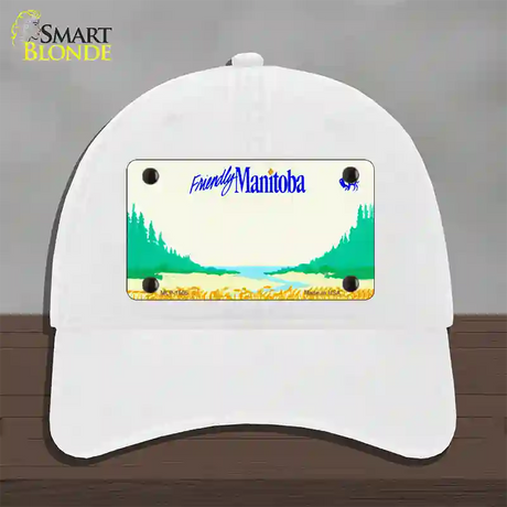 Manitoba Novelty License Plate Hat Unconstructed Cotton / White