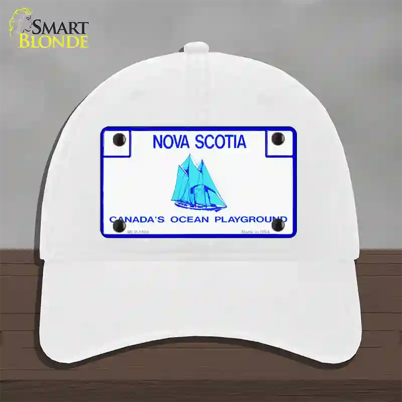 Nova Scotia Novelty License Plate Hat Unconstructed Cotton / White