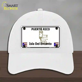 Puerto Rico Novelty License Plate Hat Unconstructed Cotton / White