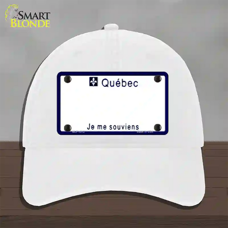 Quebec Novelty License Plate Hat Unconstructed Cotton / White