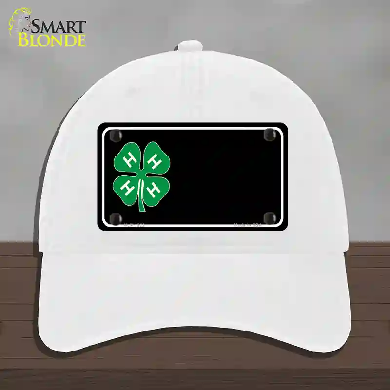 4-H Offset Novelty License Plate Hat Unconstructed Cotton / White