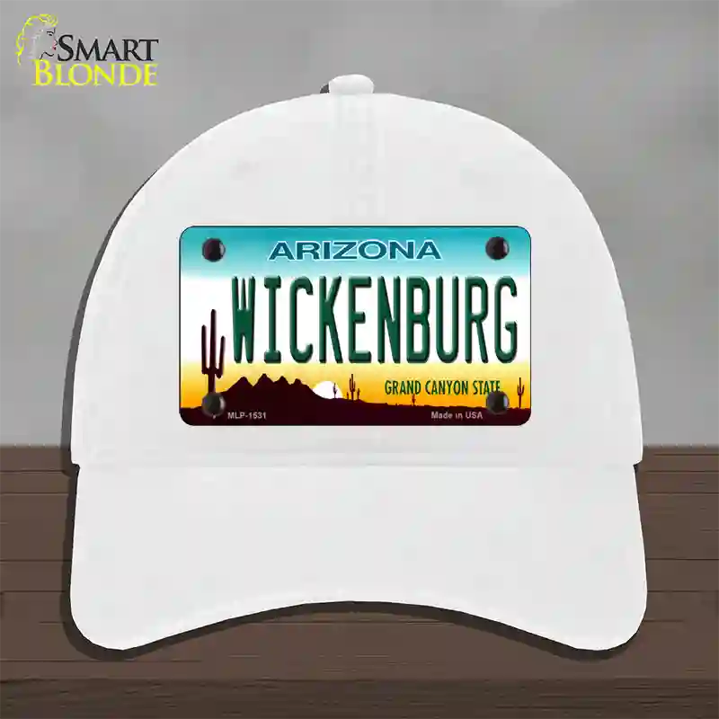 Wickenburg Arizona Novelty License Plate Hat Unconstructed Cotton / White