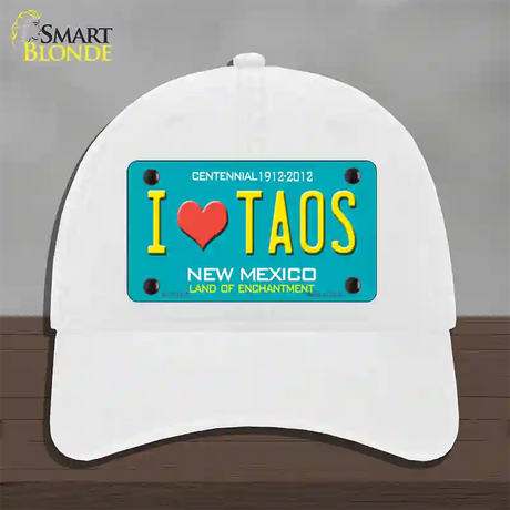 I Love Taos New Mexico Novelty License Plate Hat Unconstructed Cotton / White