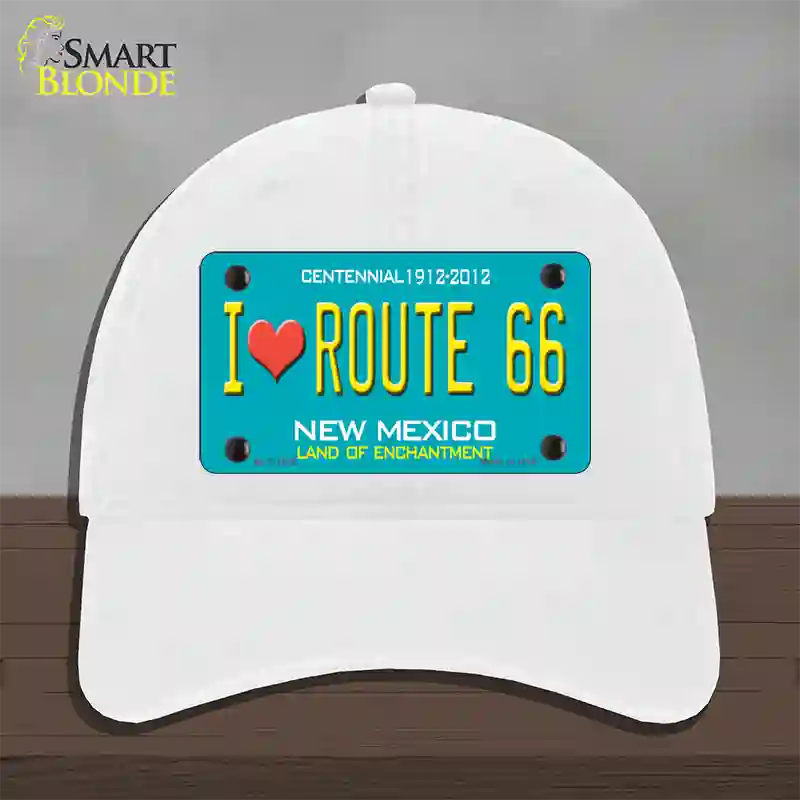 I Love Route 66 New Mexico Novelty License Plate Hat Unconstructed Cotton / White