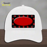 Red Black Polka Dot Red Center Oval Novelty License Plate Hat Unconstructed Cotton / White