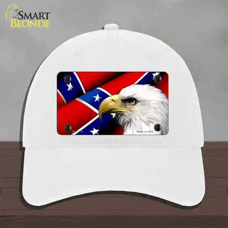 Confederate Flag Eagle Novelty License Plate Hat Unconstructed Cotton / White