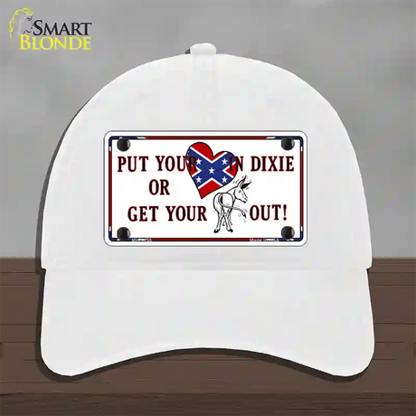 Heart In Dixie Novelty License Plate Hat Unconstructed Cotton / White