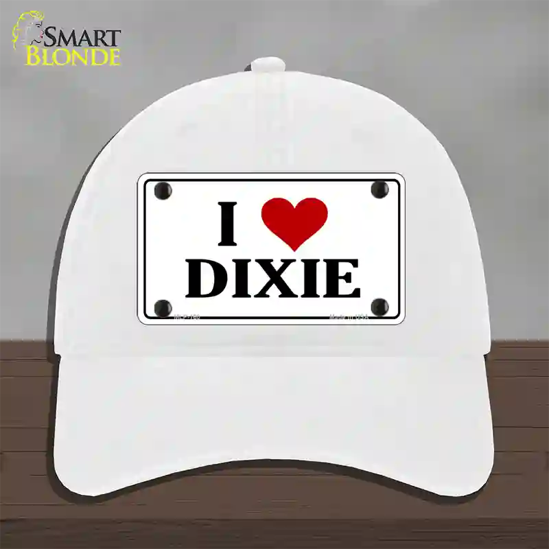 I Love Dixie Novelty License Plate Hat Unconstructed Cotton / White