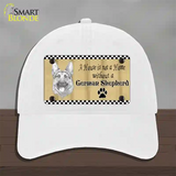 Pencil Sketch German Shepherd Novelty License Plate Hat Unconstructed Cotton / White