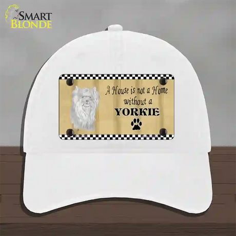 Pencil Sketch Yorkie Novelty License Plate Hat Unconstructed Cotton / White