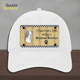 Pencil Sketch Boston Terrier Novelty License Plate Hat Unconstructed Cotton / White