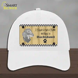 Pencil Sketch Dachshund Novelty License Plate Hat Unconstructed Cotton / White