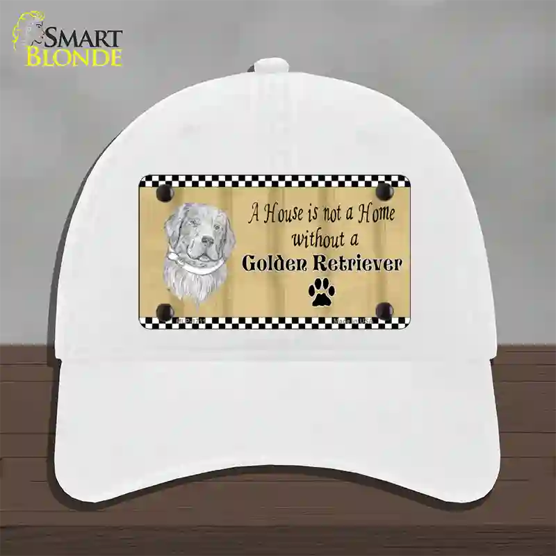 Pencil Sketch Golden Retriever Novelty License Plate Hat Unconstructed Cotton / White