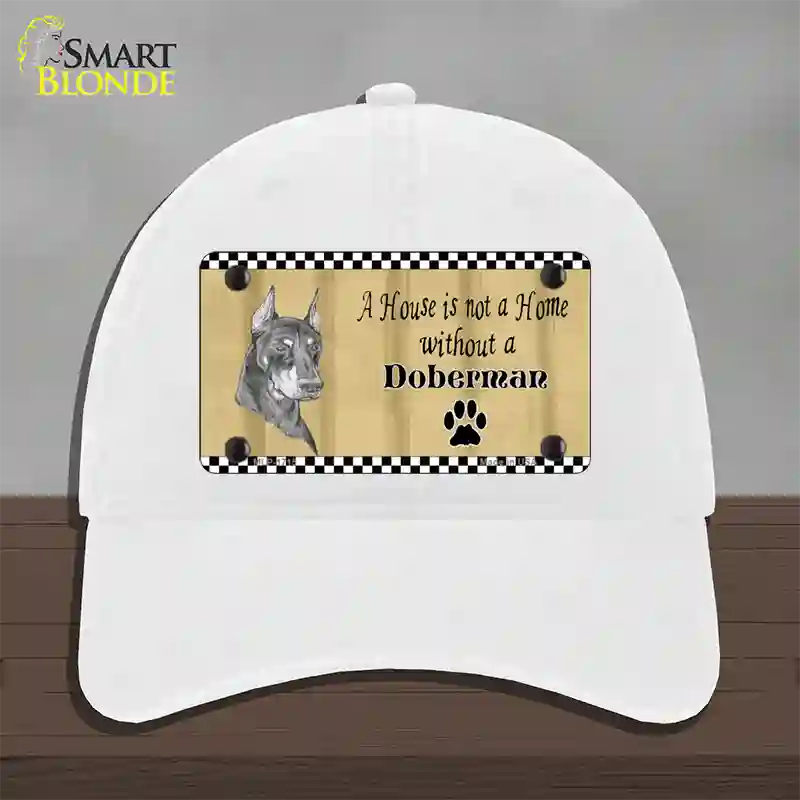 Pencil Sketch Doberman Metal Dog Novelty License Plate Hat Unconstructed Cotton / White