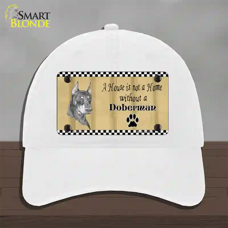 Pencil Sketch Doberman Metal Dog Novelty License Plate Hat Unconstructed Cotton / White