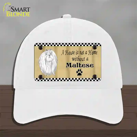 Pencil Sketch Maltese Novelty License Plate Hat Unconstructed Cotton / White