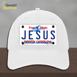 Jesus North Carolina Novelty License Plate Hat Unconstructed Cotton / White