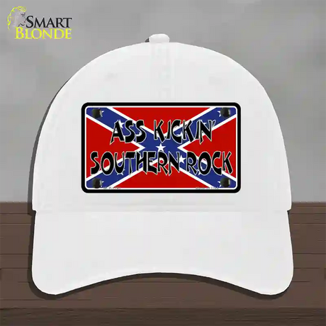 Southern Rock Confederate Flag Novelty License Plate Hat Unconstructed Cotton / White