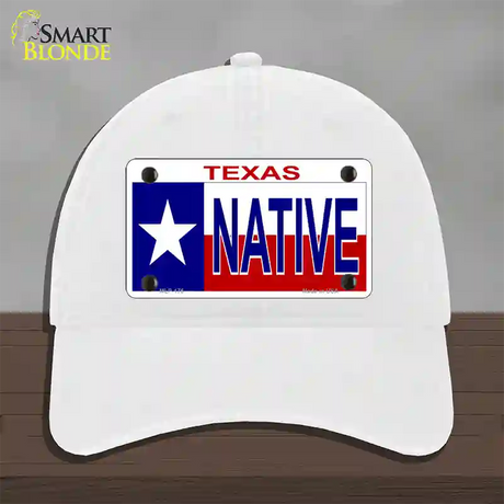 Native Texas Novelty License Plate Hat Unconstructed Cotton / White