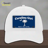 Carolina Girl Blue Novelty License Plate Hat Unconstructed Cotton / White