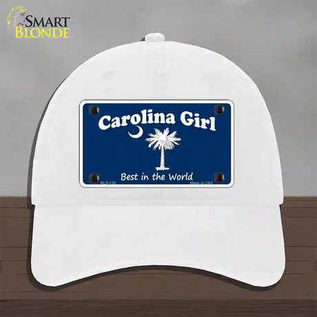 Carolina Girl Blue Novelty License Plate Hat Unconstructed Cotton / White