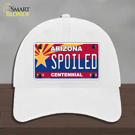 Arizona Centennial Spoiled Novelty License Plate Hat Unconstructed Cotton / White