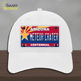 Arizona Centennial Meteor Crater Novelty License Plate Hat Unconstructed Cotton / White