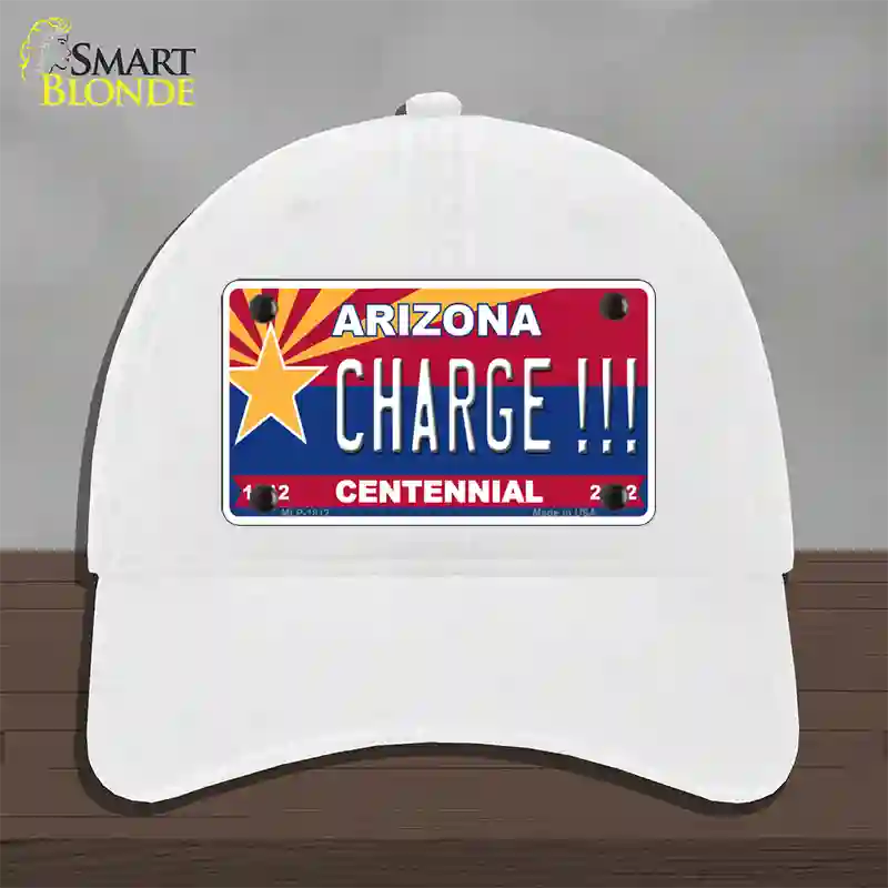 Arizona Centennial Charge Novelty License Plate Hat Unconstructed Cotton / White