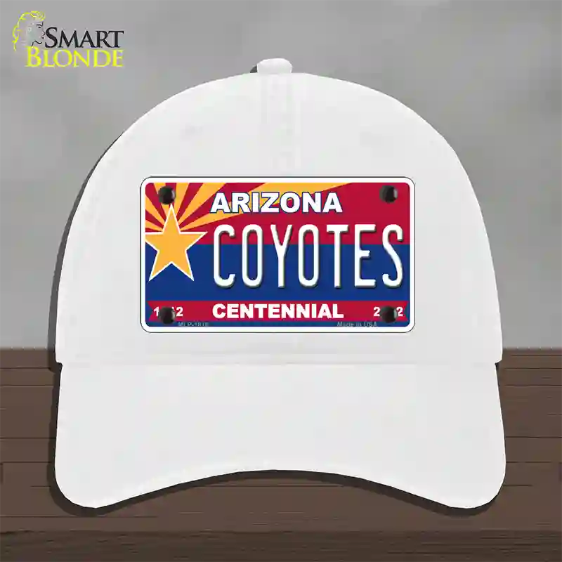 Arizona Centennial Coyotes Novelty License Plate Hat Unconstructed Cotton / White