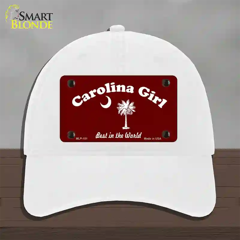 Carolina Girl Burgundy Novelty License Plate Hat Unconstructed Cotton / White