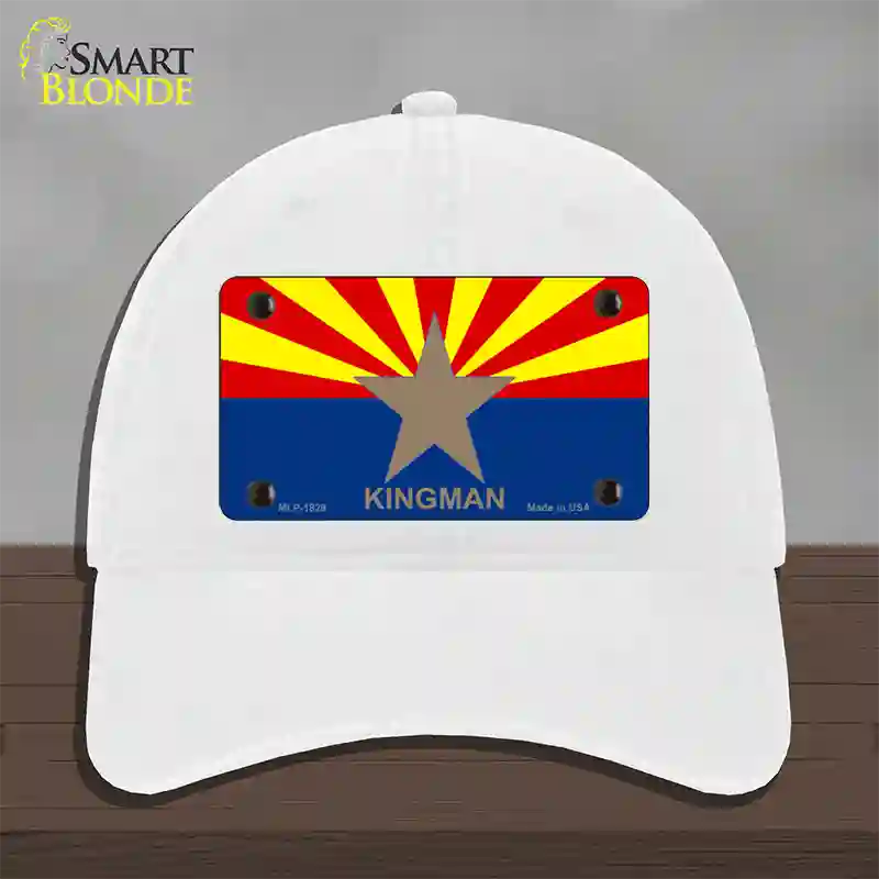 Kingman Arizona State Flag Novelty License Plate Hat Unconstructed Cotton / White