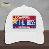 Arizona Centennial The Boss Novelty License Plate Hat Unconstructed Cotton / White