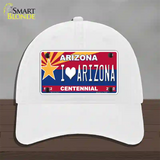 Arizona Centennial I Love Arizona Novelty License Plate Hat Unconstructed Cotton / White