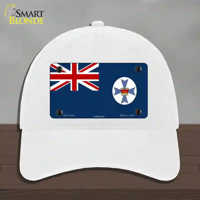 Queensland Flag Novelty License Plate Hat Unconstructed Cotton / White