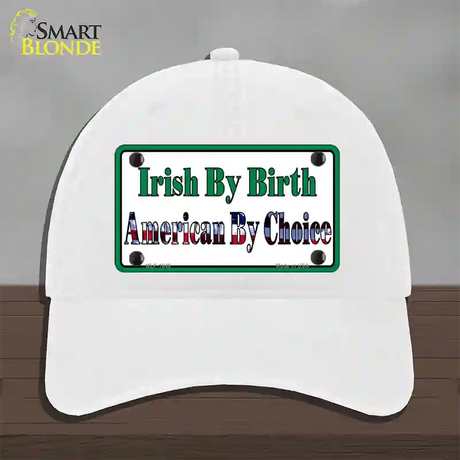 Irish By Birth Novelty License Plate Hat Unconstructed Cotton / White